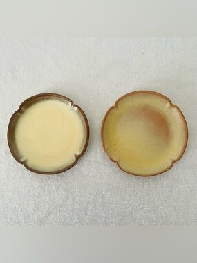 Vintage Frankoma Pottery Plainsman Dessert Plates 5DE Set Of 2 Cream Brown 4”